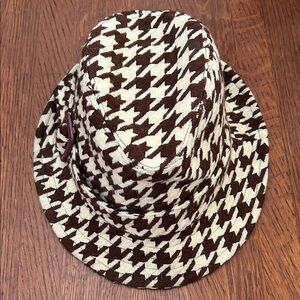 Brown and Cream Houndstooth Bucket Hat